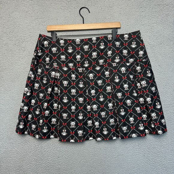 Skelanimals Hot Topic Skirt 1X Plus Gothic Pleated Grommet Denim Punk Kawaii - Picture 8 of 12